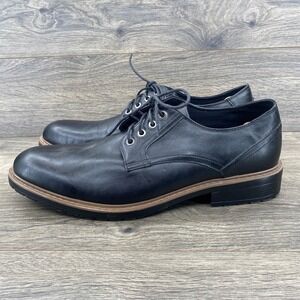 Perry Ellis America Frankie Mens Black Leather Oxford Dress Shoes Size 12